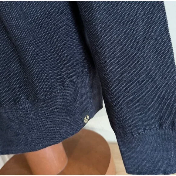 mens size‎ XXL navy blue virgin wool Belstaff sweater jumper seedstitch
